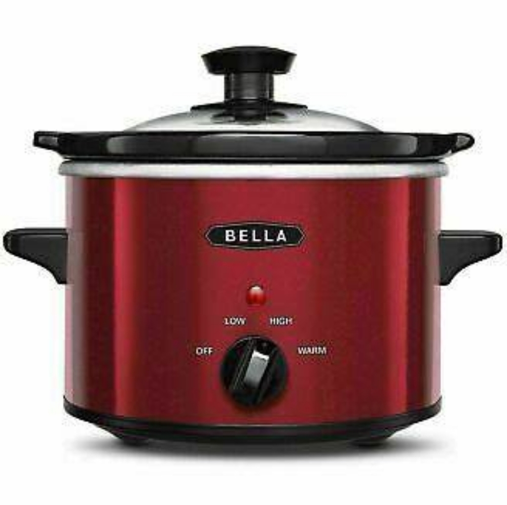 BELLA 1.5 Qt Quart Slow Cooker Crock w/Tempered Glass Lid